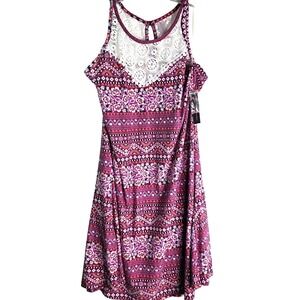 No Boundaries Dress Juniors Large Pink Floral Sundress Midi Summer